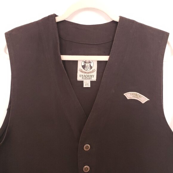 USA Army Paragon Military Black Button Down V Neck Pockets Demin Vest Medium - Picture 8 of 16